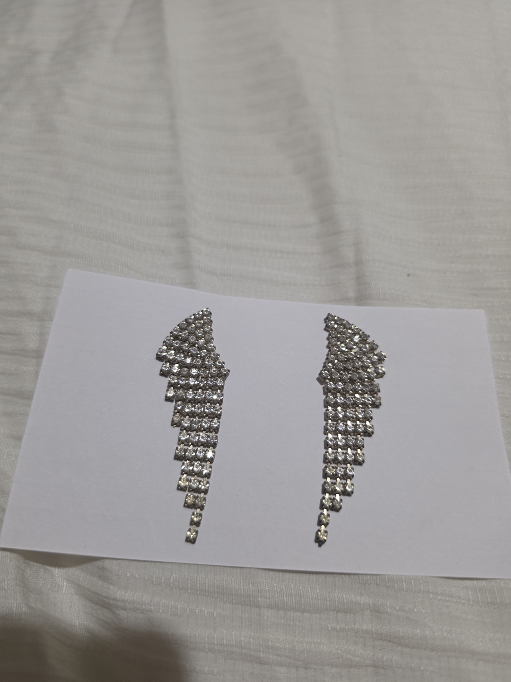 Silver Crystal Wing Drop Earrings - Sparkling Statement
